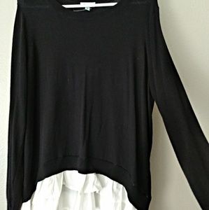 Black Sweater with White Ruffles